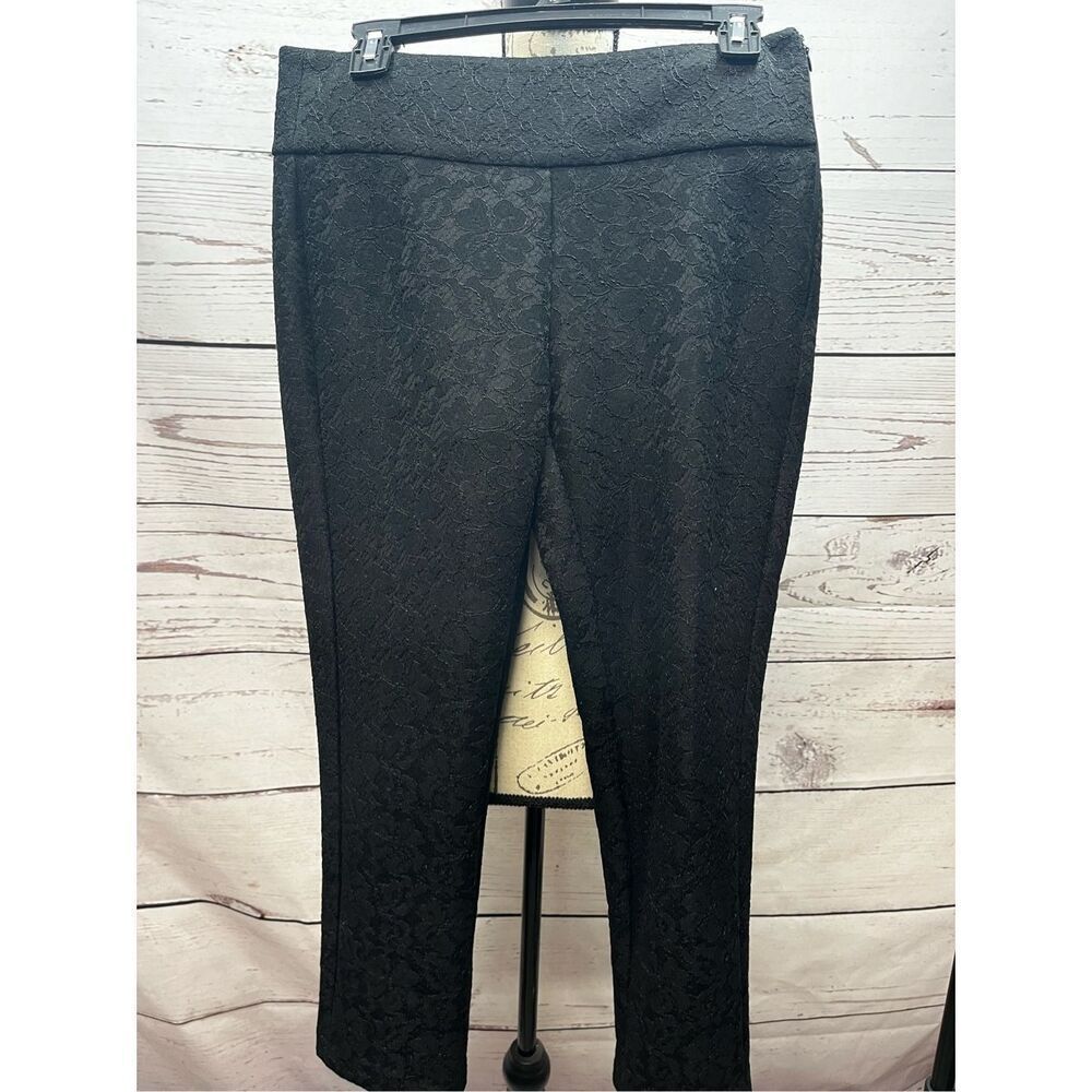 ELLE Black Lace Jacquard Pull On Pants Size 2